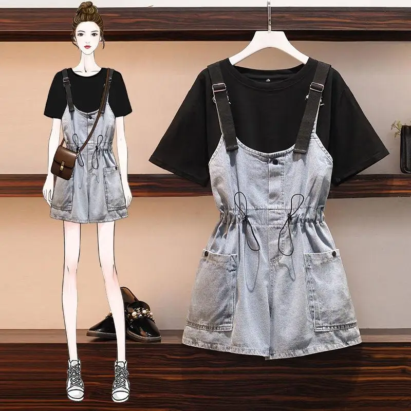ICHOIX Women's Overall Summer Spring Two Piece Set Short Sleeve Top+ Jeans Short Overall Female Casual 2PCS Suits Fashion Outfit
ICHOIX Women's Overall Summer Spring Two Piece Set Short Sleeve Top+ Jeans Short Overall Female Casual 2PCS Suits Fashion Outfit