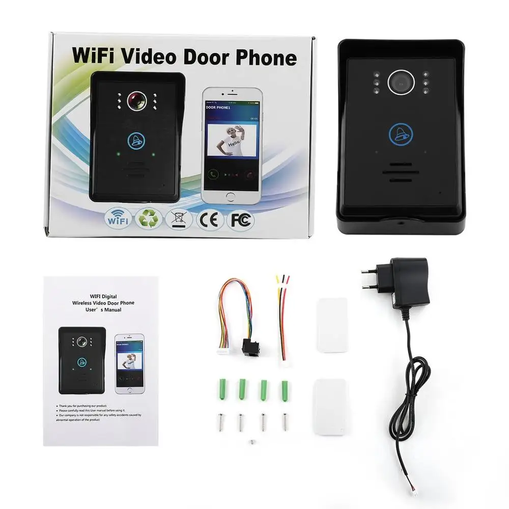 

Touch Key Motion Detection Video Doorbell Intercom with 2 Dingdong Doorbells ios/Android App Support Wifi Video Door Phone
