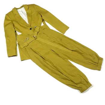 America Fashion Style Waist Cut Out Blazer Suit 2020 Autumn Runway Chic Long Sleeve Casual Blazers Branded Linen Loose Pants
America Fashion Style Waist Cut Out Blazer Suit 2020 Autumn Runway Chic Long Sleeve Casual Blazers Branded Linen Loose Pants