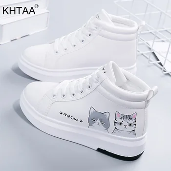 Women Winter Sneakers Female Cute Cat With Plush Flat Woman Lace Up High Top Warm Ladies Vulcanized Shoes Women's White Shoes
Women Winter Sneakers Female Cute Cat With Plush Flat Woman Lace Up High Top Warm Ladies Vulcanized Shoes Women's White Shoes