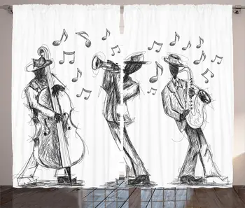 Music Curtains Sketch Style of a Jazz Band Playing Music with Instruments and Musical Notes Print Living Room Bedroom Window
Music Curtains Sketch Style of a Jazz Band Playing Music with Instruments and Musical Notes Print Living Room Bedroom Window