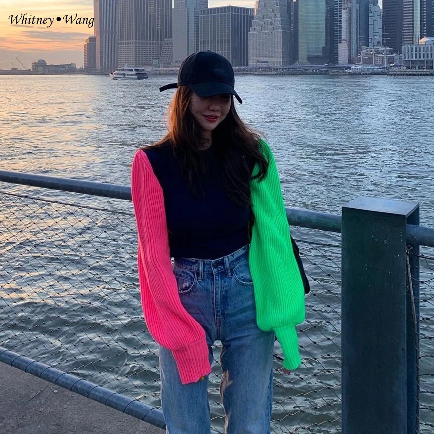 WHITNEY WANG Sweaters 2019 Autumn Winter Fashion Streetwear Colors Contrast Patchwork Sweater Women Jumper sueter mujer invierno
WHITNEY WANG Sweaters 2019 Autumn Winter Fashion Streetwear Colors Contrast Patchwork Sweater Women Jumper sueter mujer invierno