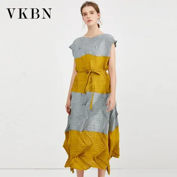 VKBN 2020 Spring Summer Sleeveless Dress Women O-Neck Patchwork Fashionable Pleated Fabric Dress Elegant
VKBN 2020 Spring Summer Sleeveless Dress Women O-Neck Patchwork Fashionable Pleated Fabric Dress Elegant