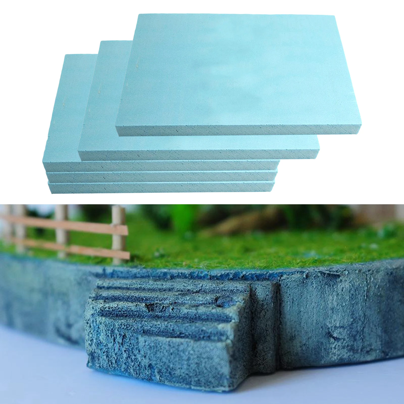 5 Pieces Foam Board Hobby Foam 30cm x 20cm x 2cm Blue Foam Sheet Plate DIY Model Building Kits