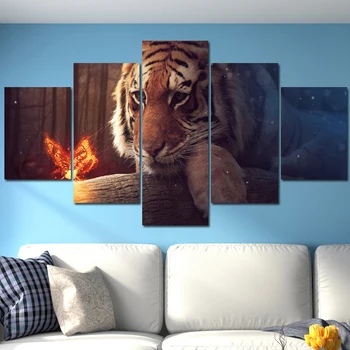 Modular 5PCS Canvas painting for living room HD custom print Animal Poster Tiger and fire butterfly Room Decoration Wall Art
Modular 5PCS Canvas painting for living room HD custom print Animal Poster Tiger and fire butterfly Room Decoration Wall Art