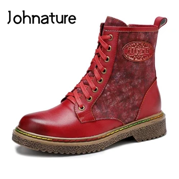 Johnature Ankle Women Boots 2020 New Genuine Leather Women Shoes Round Toe Patchwork Winter Zip Cross-tied Casual Platform Boots
Johnature Ankle Women Boots 2020 New Genuine Leather Women Shoes Round Toe Patchwork Winter Zip Cross-tied Casual Platform Boots