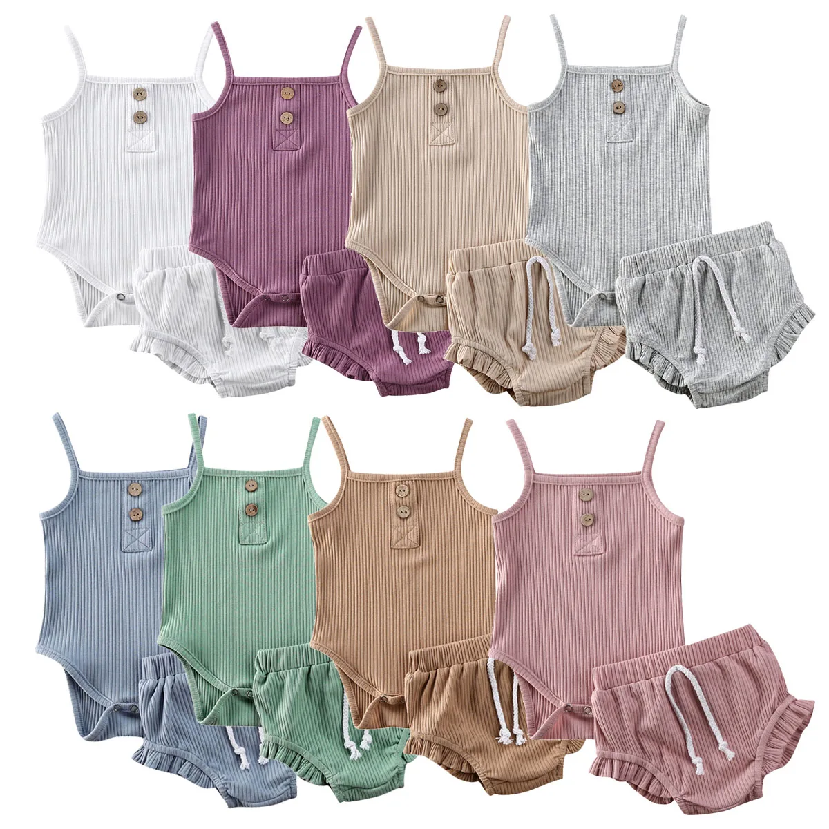 2020 2PCS Baby Boys Girls Summer Clothes Pure Color Knitted Button Rompers Tops Shorts Pants Toddler Infant Baby Clothing Outfit
2020 2PCS Baby Boys Girls Summer Clothes Pure Color Knitted Button Rompers Tops Shorts Pants Toddler Infant Baby Clothing Outfit