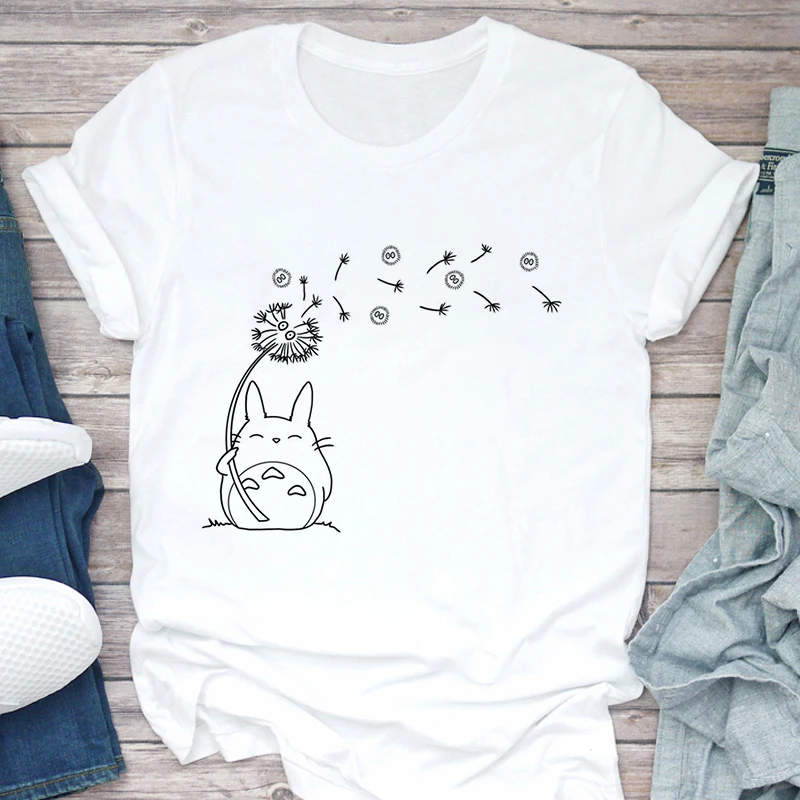 

New Summer T-shirt Female Cute Animal Dandelion Tshirt Harajuku Tee Shirt Easy Matching O-neck Kawaii T Shirt Women Tops Clothes