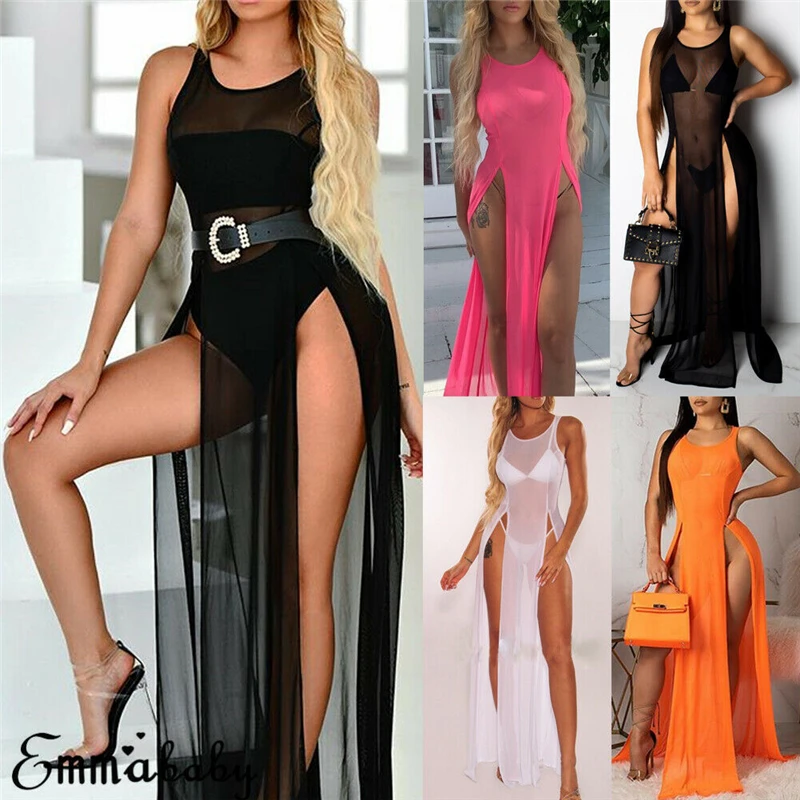 2019 Summer Dress Women Mesh Sheer Beach Swimsuit Sexy Dress Swimwear Bikini Cover Up Split Long Maxi Dress Sarong Pareo Dresses
2019 Summer Dress Women Mesh Sheer Beach Swimsuit Sexy Dress Swimwear Bikini Cover Up Split Long Maxi Dress Sarong Pareo Dresses