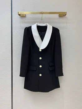 Fashion Black Dress 2020 Early Autumn Women's New French Elegant Chic Pockets Single-breasted Padded Shoulder Waist Suit Dresses
Fashion Black Dress 2020 Early Autumn Women's New French Elegant Chic Pockets Single-breasted Padded Shoulder Waist Suit Dresses