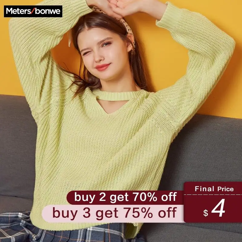 Metersbonwe 2019 Knitted Sweater Women Pullovers V neck Autumn Winter Women Mix Colour Sweaters Korean Style Loose Fit
Metersbonwe 2019 Knitted Sweater Women Pullovers V neck Autumn Winter Women Mix Colour Sweaters Korean Style Loose Fit