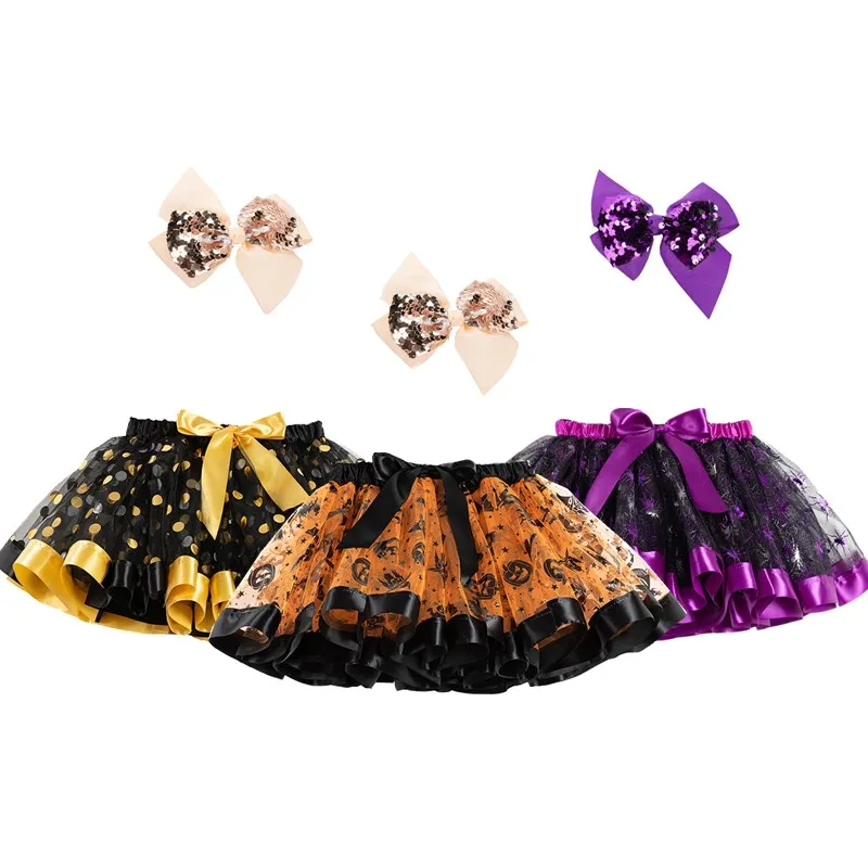 

0-8 Years Halloween Baby Girl Skirts Princess Mini Pettiskirt Party Skirt Skull Pumpkin Lamps Baby Tutu Rokken Fancy Clothing