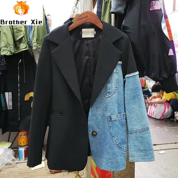 Denim Stitching Black Blazer Coat Women Short Coat 2020 New Spring and Autumn Korean Style Loose Suit Jacket Fashion Top Femme
Denim Stitching Black Blazer Coat Women Short Coat 2020 New Spring and Autumn Korean Style Loose Suit Jacket Fashion Top Femme