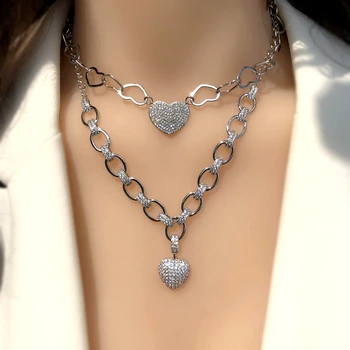 Fashion Unique Design Love Heart Choker Necklace Women Gold&Silver Color Chain Cubic Zirconia Stone Punk Statement Necklaces New
Fashion Unique Design Love Heart Choker Necklace Women Gold&Silver Color Chain Cubic Zirconia Stone Punk Statement Necklaces New