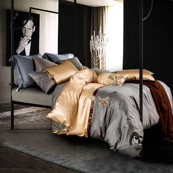 4PCS Bedding Set King Size Luxury Satin Bed Set European Court Style Duvet Cover Bed Sheet Pillowcases Embroidery Bedding Sets
4PCS Bedding Set King Size Luxury Satin Bed Set European Court Style Duvet Cover Bed Sheet Pillowcases Embroidery Bedding Sets