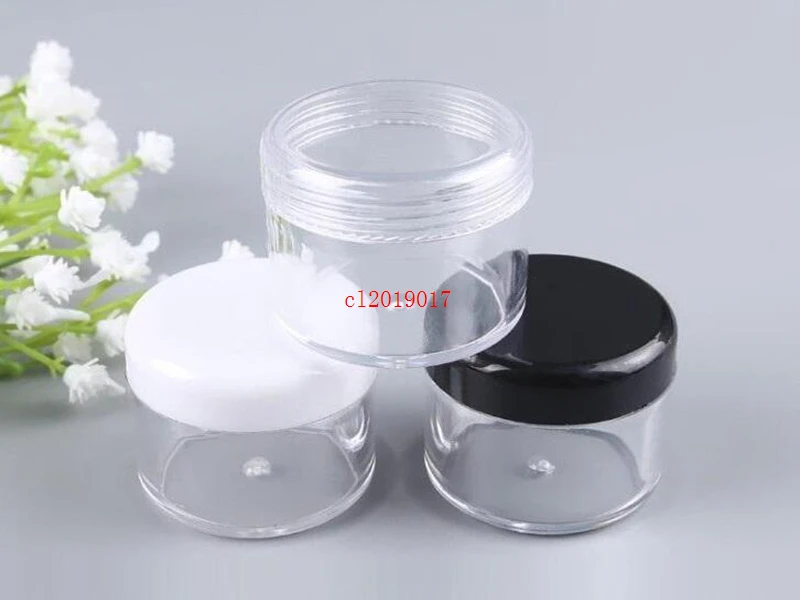 

30g 30ml/1oz Refillable Plastic Screw Cap Lid with Clear Base Empty Cosmetic Jar for Nail Powder Bottle Eye Shadow Container