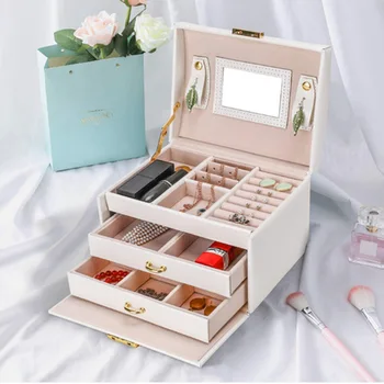 3-layer PU Leather Jewelry Box Storage Box Ring Display Lady Case Portable Jewelry Organizer for Necklaces Joyeros Organizador
3-layer PU Leather Jewelry Box Storage Box Ring Display Lady Case Portable Jewelry Organizer for Necklaces Joyeros Organizador