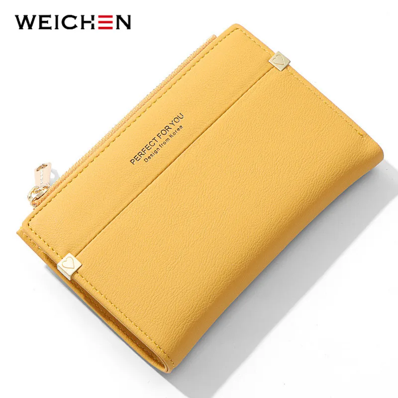 Фото WEICHEN Heart Elements Small Wallet Zipper Coin Purse Card Holder Soft Leather Women Wallets Ladies Carteira Female Girl Purses | Багаж и