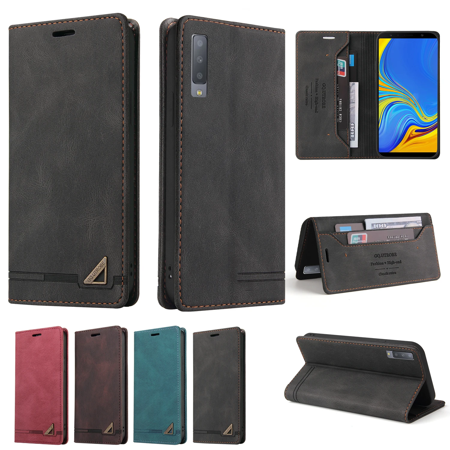 Магнитный чехол-книжка для Samsung Galaxy J6 J8 A6 A7 A8 2018 J3 J5 J7 2017 A20E A50 A70 M31 Note 20 S20 S9 S8 кожаный