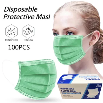 Disposable Face Mask Adult 100pc Face Mask Cover Anti Gas Anti Pm2.5 Pollution Dust mascarillas 3 Layer Green Mouth Filter Masks 
Disposable Face Mask Adult 100pc Face Mask Cover Anti Gas Anti Pm2.5 Pollution Dust mascarillas 3 Layer Green Mouth Filter Masks