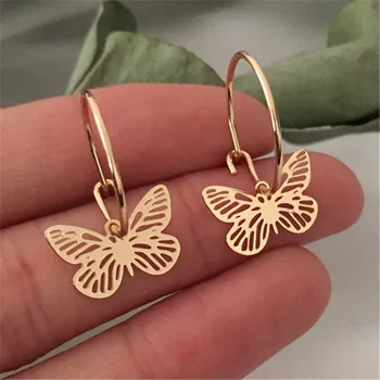 2020 Vintage Cute Hoop Earrings Gold Color Hollow Carving Butterfly Earrings Female Brincos Statement Jewelry Gift
2020 Vintage Cute Hoop Earrings Gold Color Hollow Carving Butterfly Earrings Female Brincos Statement Jewelry Gift