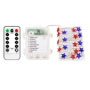 Independence Day Decor LED String Lights Battery Operated with Remote 10 ft 30 LEDs USA American Stars Flag Lighting String Ligh
Independence Day Decor LED String Lights Battery Operated with Remote 10 ft 30 LEDs USA American Stars Flag Lighting String Ligh