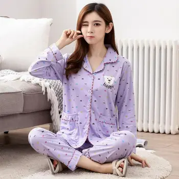 100% Cotton Pajama Sets For Women 2020 Autumn Winter Long Sleeve Pyjama Girls Cute Cartoon Print Indoor Clothing Lounge Homewear
100% Cotton Pajama Sets For Women 2020 Autumn Winter Long Sleeve Pyjama Girls Cute Cartoon Print Indoor Clothing Lounge Homewear
