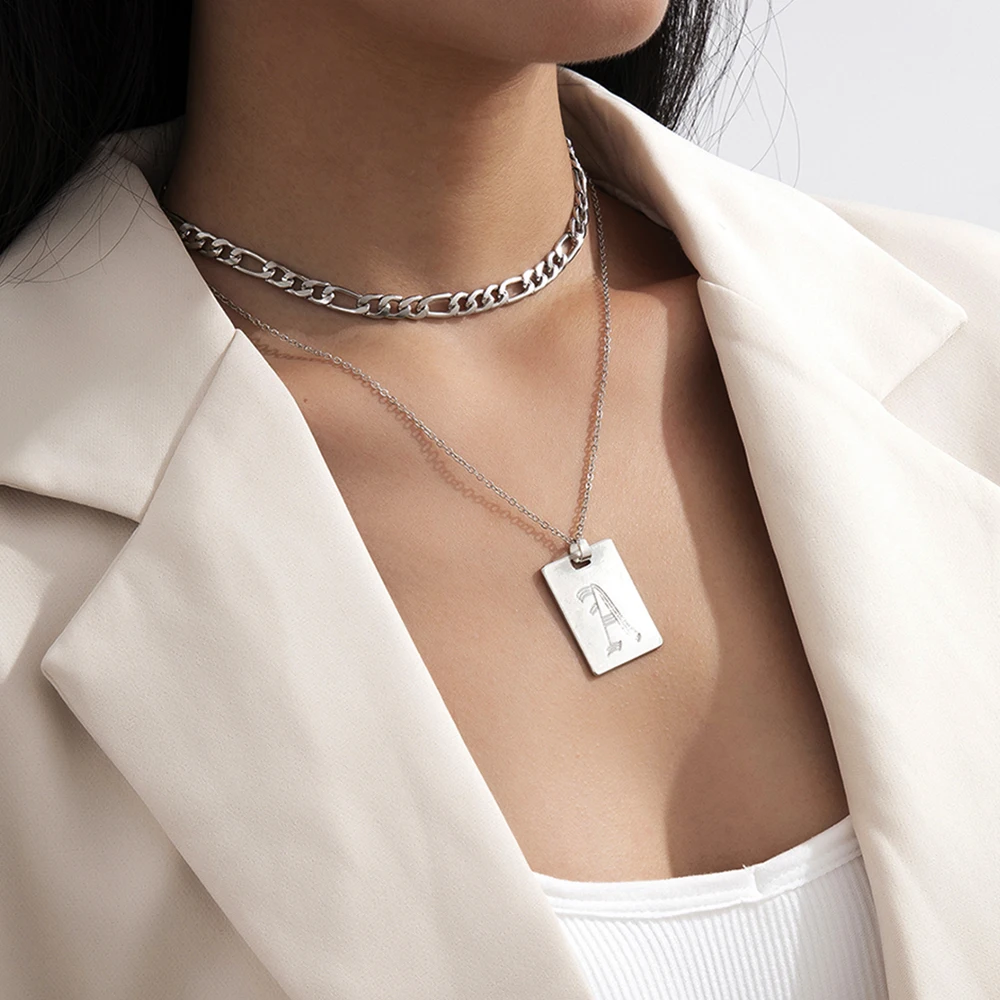 Lacteo Steampunk Carved Letter A Pendant Necklace Hip Hop Double Layer Thick Chunky Chain Choker Necklace for Women Jewelry
Lacteo Steampunk Carved Letter A Pendant Necklace Hip Hop Double Layer Thick Chunky Chain Choker Necklace for Women Jewelry