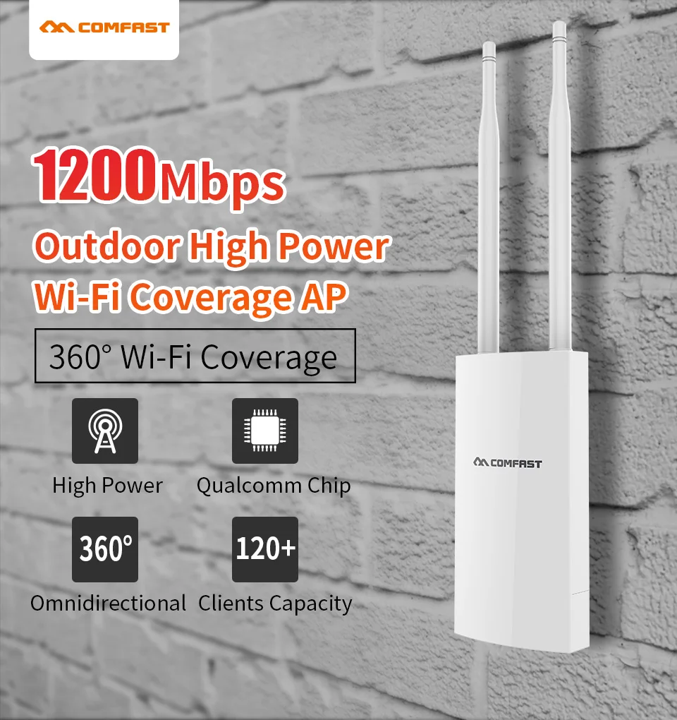 Comfast AC1200 Dual Band 2.4G & 5.8G High Power Outdoor AP/ Router Omnidirectional Coverage Access Point Long Range Extender POE
Comfast AC1200 Dual Band 2.4G & 5.8G High Power Outdoor AP/ Router Omnidirectional Coverage Access Point Long Range Extender POE