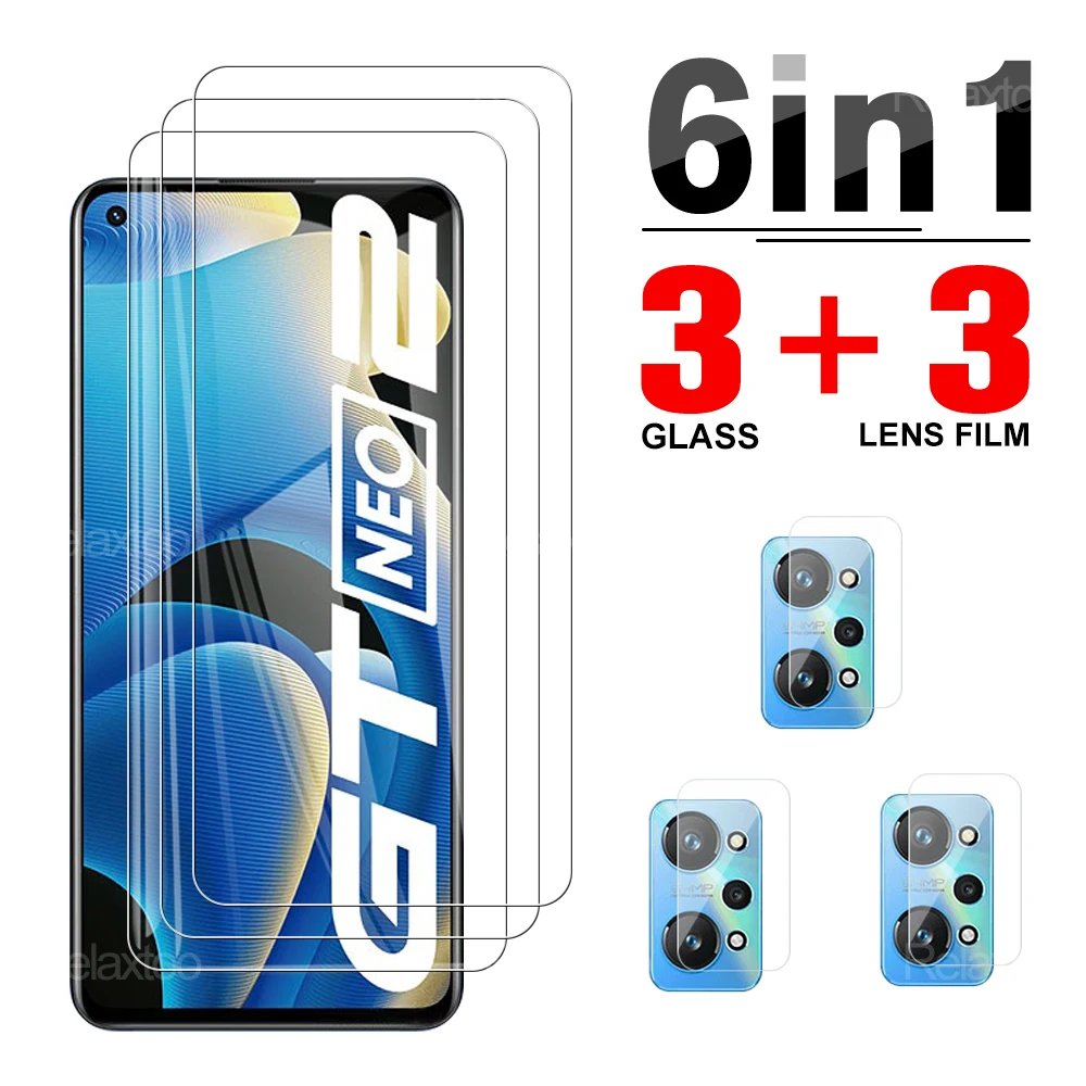 6IN1 Full Cover Camera Tempered Glass For Realme GT Neo2 Screen Protector 6.62" On Protective Lens Film Rea Me G T Neo 2 9H | Мобильные