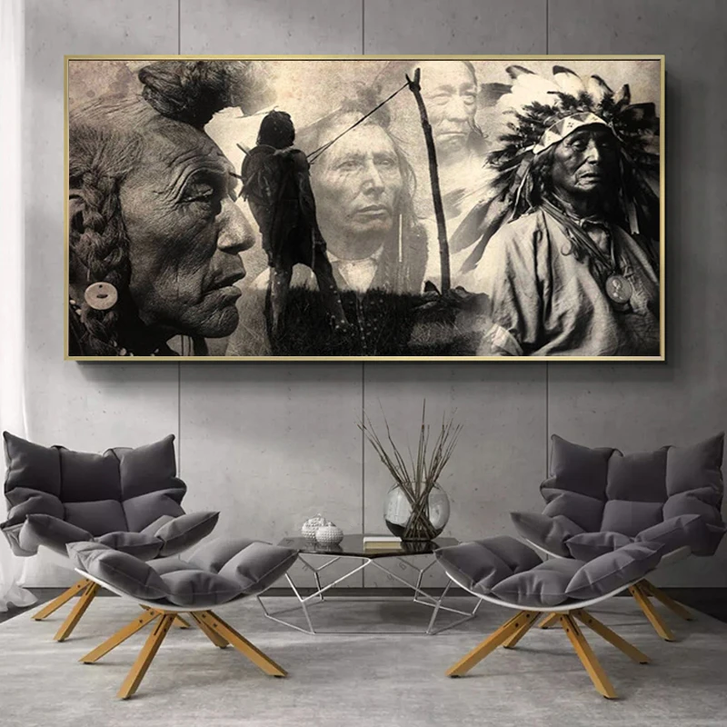 Black and White Native Indian Canvas Painting Posters Prints Portrait Quadros Wall Art Picture For Living Room Decor Cuadros
Black and White Native Indian Canvas Painting Posters Prints Portrait Quadros Wall Art Picture For Living Room Decor Cuadros