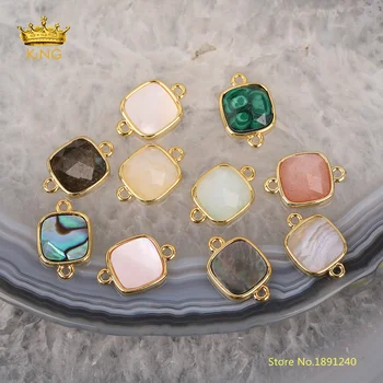 5pcs Natural Stones Faceted Square Connectors Crafts Bracelet,Sunstone,Labradorite,Shell,Malachite Gold Charms Findings Bulk 
5pcs Natural Stones Faceted Square Connectors Crafts Bracelet,Sunstone,Labradorite,Shell,Malachite Gold Charms Findings Bulk