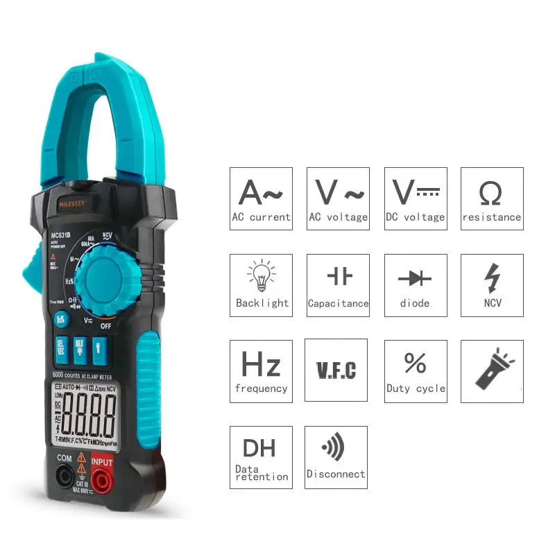 Mileseey Digital Clamp Meter 6000 counts Frequency Duty Cycle Resistance Measure Non Contact Voltage Tester ACV/DCV AC Ammeter
Mileseey Digital Clamp Meter 6000 counts Frequency Duty Cycle Resistance Measure Non Contact Voltage Tester ACV/DCV AC Ammeter