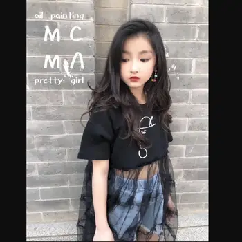 Korea style mesh patchwork dress summer new short sleeve print dress children fashion dress girls t-shirts 3-12Y ws1631 
Korea style mesh patchwork dress summer new short sleeve print dress children fashion dress girls t-shirts 3-12Y ws1631