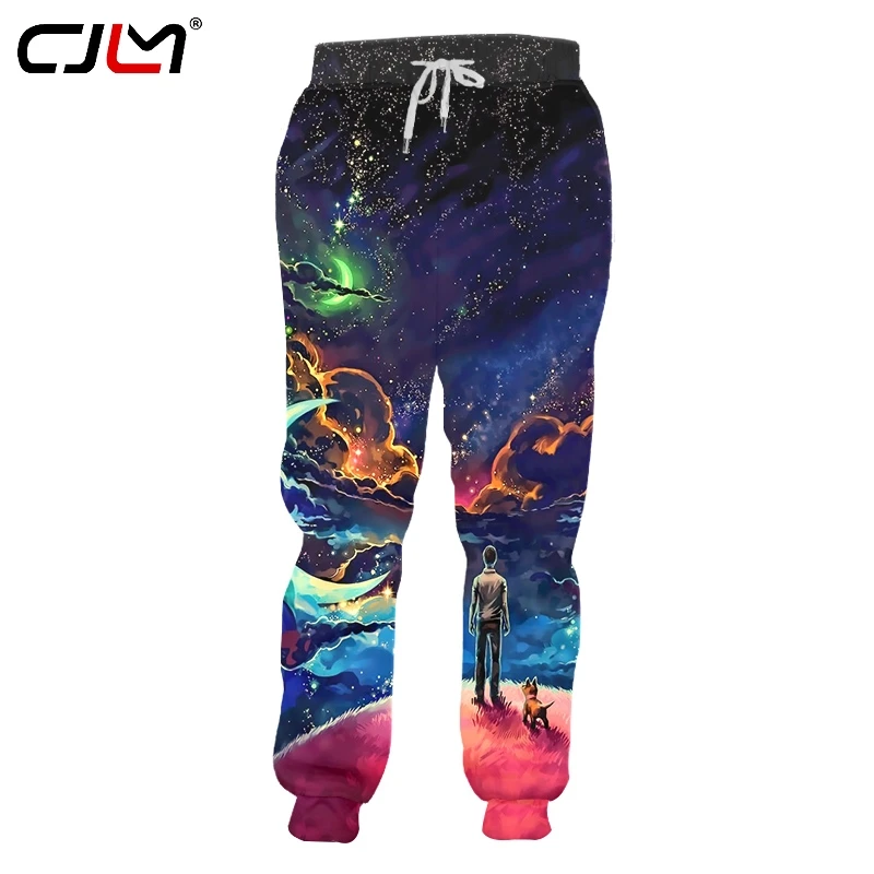 

CJLM Fashion Man Sweatpants 3D Starry Sky Sugar Funny Streetwear Mens Pants Whole body printing Oversized Trousers