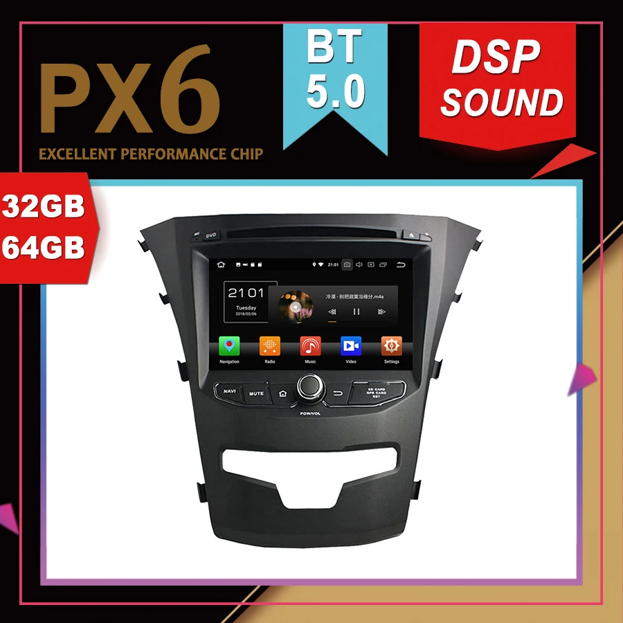 PX6 Отличная производительность Android 9 0 Автомобильный мультимедийный GPS для SsangYong