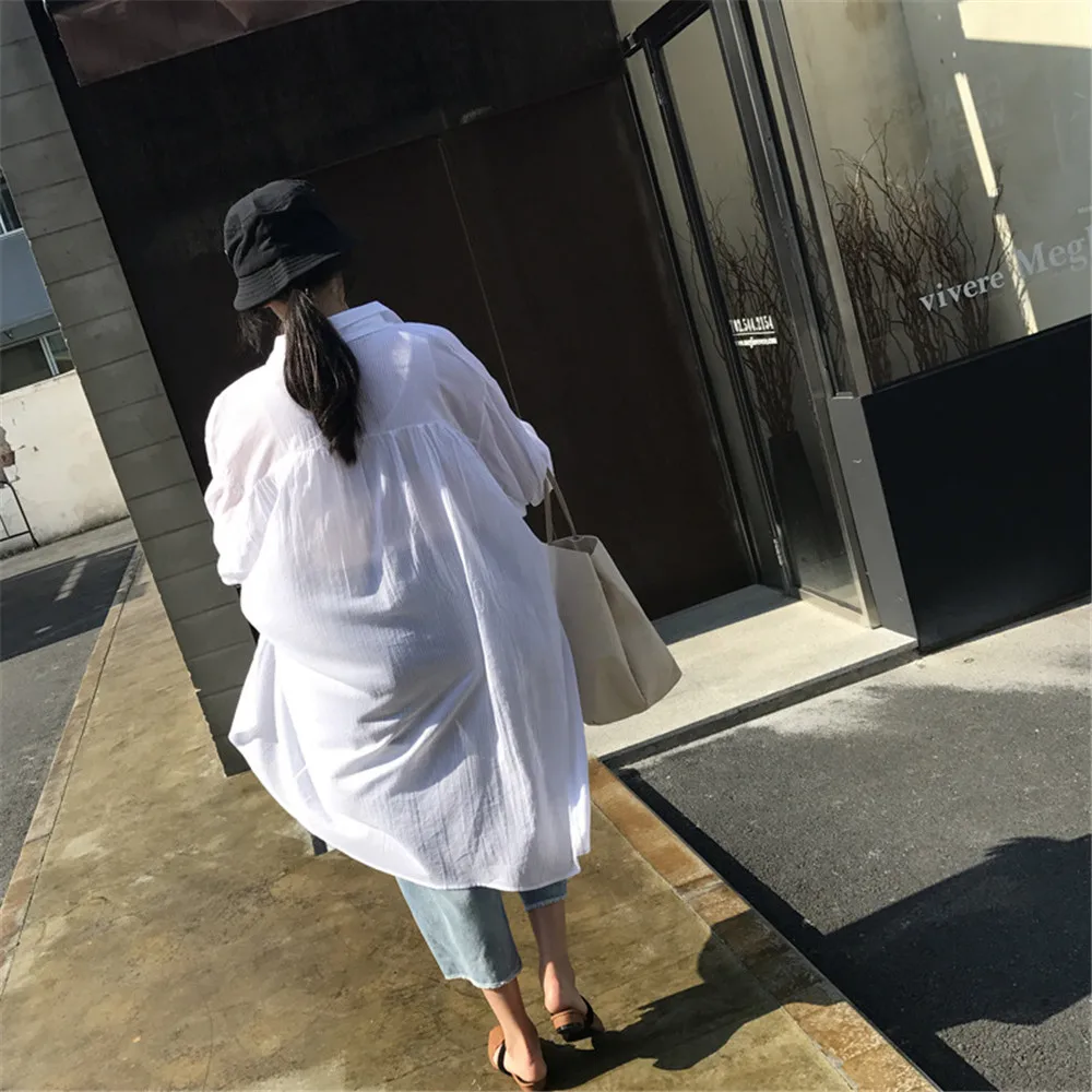 100% Cotton Casual White Long Blouse Women 2018 Spring Women Long Sleeve White Shirts Blouse High quality loose Blouse Tops (12)