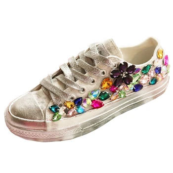 Colored Rhinestone Sneakers Canvas Shoes Women's Crystal Wedding Shoes Bride Casual Flats Female Vulcanized Shoes Basket Femme 
Colored Rhinestone Sneakers Canvas Shoes Women's Crystal Wedding Shoes Bride Casual Flats Female Vulcanized Shoes Basket Femme