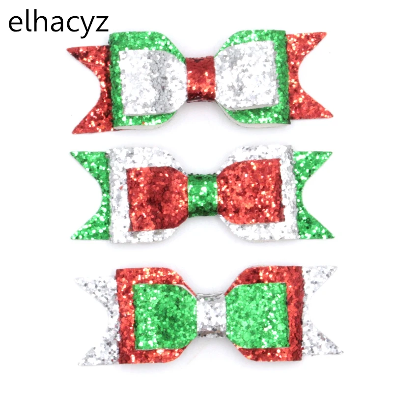 1PC-Retail-Christmas-Leather-Bow-with-without-Clips-3-8-Big-Glitter-Leather-Hair-Bow-Hair