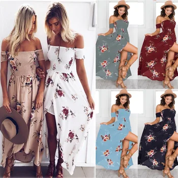Short Sleeve Women Floral Maxi Dresses Sexy Off Shoulder A-Line White Long Beach Boho Summer Dress Bohemian Slit Dress
Short Sleeve Women Floral Maxi Dresses Sexy Off Shoulder A-Line White Long Beach Boho Summer Dress Bohemian Slit Dress