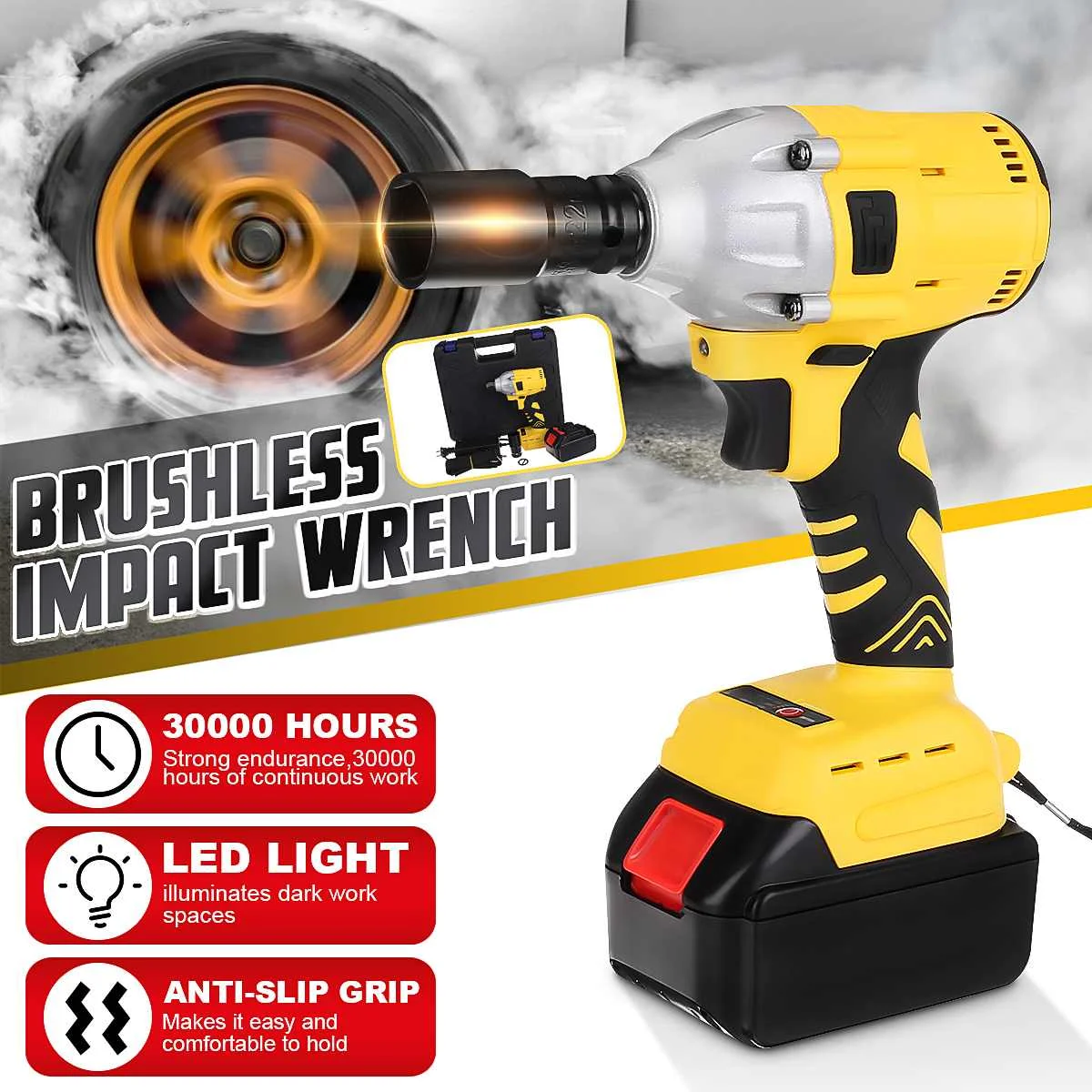 110-240V 650N.m 288VF Cordless Electric Impact Wrench Electric Wrench Brush with 1x Li-ion Battery Power Tools
110-240V 650N.m 288VF Cordless Electric Impact Wrench Electric Wrench Brush with 1x Li-ion Battery Power Tools