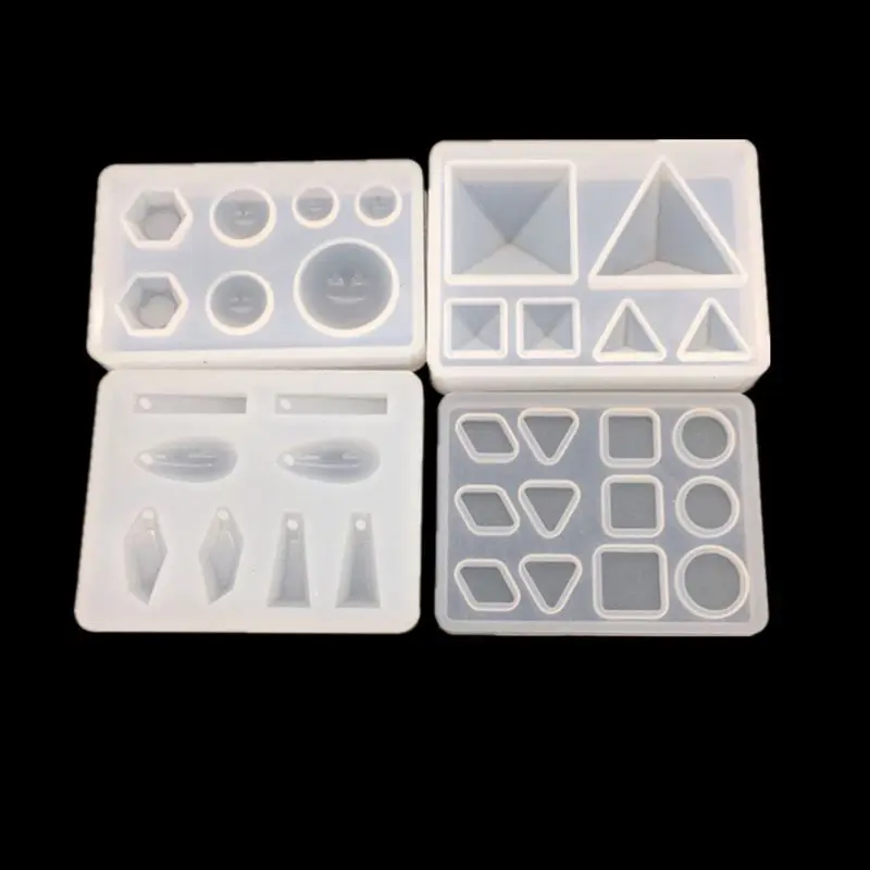 4 Pcs/set UV Silicone Crystal Epoxy Mold with Hole Pendant Small Pyramid Geometry Molds DIY Jewelry Making | Украшения и
