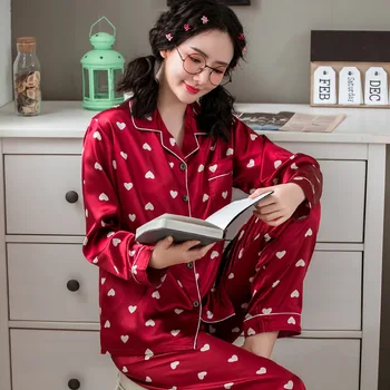 Pajamas Women Long Sleeve Viscose Fiber Autumn and Winter Ms. Thin L Artificial Silk Leisure Tops Two Piece Suit
Pajamas Women Long Sleeve Viscose Fiber Autumn and Winter Ms. Thin L Artificial Silk Leisure Tops Two Piece Suit