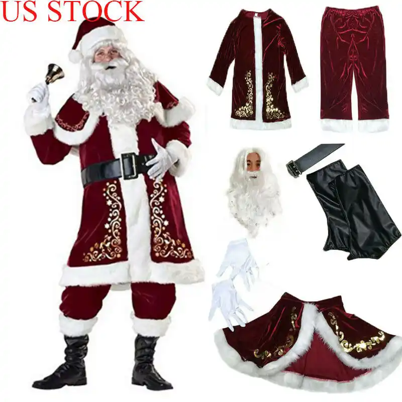 hot santa claus suit adult deluxe velvet christmas costume fancy