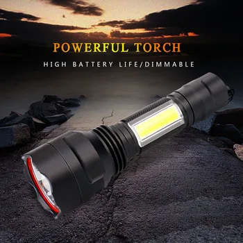 High Power LED Flashlight T6+COB Portable Torch Rechargeable Waterproof Flashlights 4 Mode Lighting Emergency Lamp 18650 Battery
High Power LED Flashlight T6+COB Portable Torch Rechargeable Waterproof Flashlights 4 Mode Lighting Emergency Lamp 18650 Battery