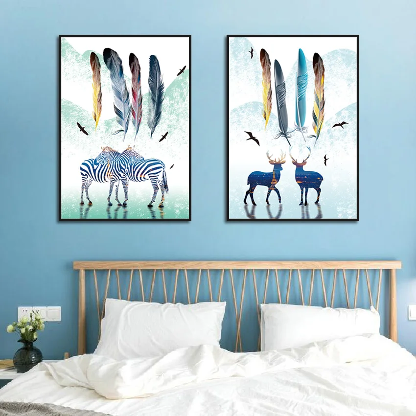 Abstract Animal Mountain Silhouette Pattern Canvas Decorative Painting Deer Zebra Feather Posters for Living Room House Decor
Abstract Animal Mountain Silhouette Pattern Canvas Decorative Painting Deer Zebra Feather Posters for Living Room House Decor