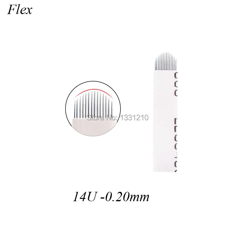 

Laminas Microblading Tebori Agulha Flexy 14U Shape 0.20mm Permanent Makeup Microblading Needles White For Tobori Microblading Pe