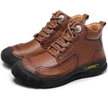 Genuine Leather Men Shoes High Quality Men's Boots Winter Men Snow Boots Warm Plush Casual Shoes Comfortable Ankle Mountain Boot 
Genuine Leather Men Shoes High Quality Men's Boots Winter Men Snow Boots Warm Plush Casual Shoes Comfortable Ankle Mountain Boot