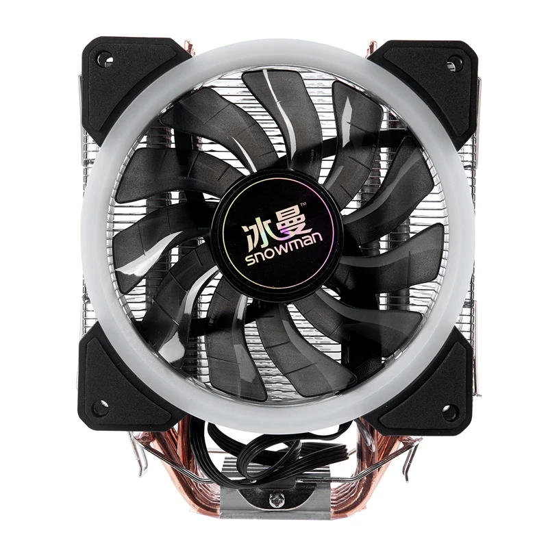 SNOWMAN 4PIN CPU cooler 6 heatpipe Single RGB LED fan cooling 12cm fan LGA775 1151 115x 1366 support Intel AMD
SNOWMAN 4PIN CPU cooler 6 heatpipe Single RGB LED fan cooling 12cm fan LGA775 1151 115x 1366 support Intel AMD