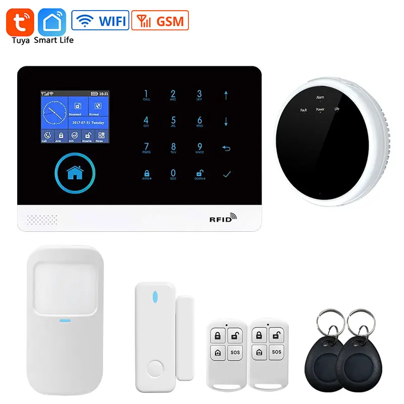 Tuya App Smart Alarm System Home Security PG103 Wireless LCD Touch Keyboard 433MHz Detectors APP Control Wifi GSM Alarm System 
Tuya App Smart Alarm System Home Security PG103 Wireless LCD Touch Keyboard 433MHz Detectors APP Control Wifi GSM Alarm System